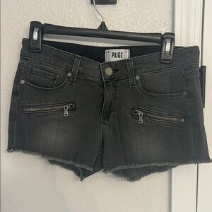 PAIGE Charcoal Denim Cutoff Shorts